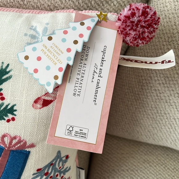 Viral Cupcakes & Cashmere Down Alternative Decorative Pink Christmas Pillow - Picture 3 of 5